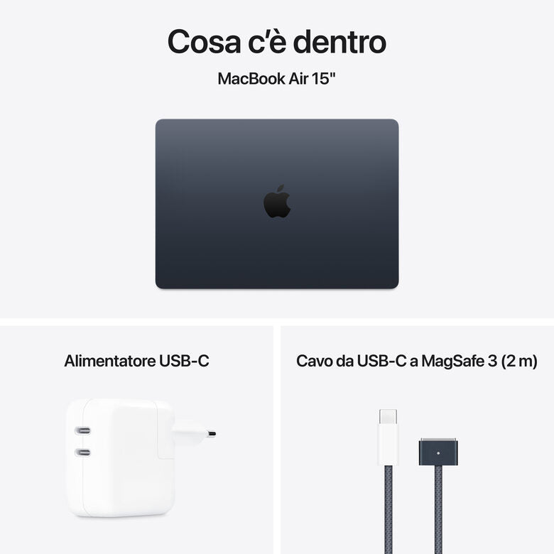 Apple MacBook Air 15'' M4 chip 10-core CPU 10-core GPU, 16GB, 256GB SSD - Mezzanotte