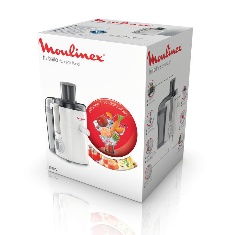 Moulinex JU3701 Frutelia+, Estrattore di Succo a Freddo, Dotato di Ampia Apertura, Facile da Pulire, 2 Velocità e Modalità Pulse, 350 W