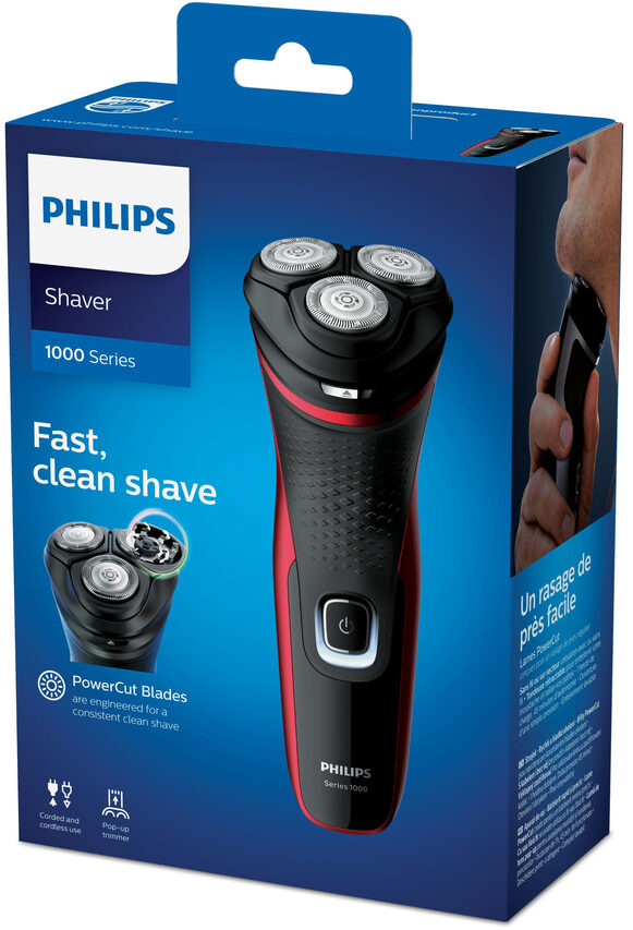 Philips 1000 series Lame PowerCut Rasoio elettrico Dry, Serie 1000