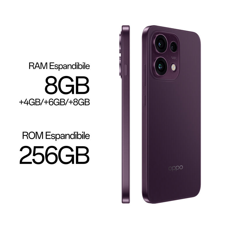 OPPO Reno16 F 5G AI Smartphone, Tripla fotocamera 50+8+50MP, Selfie 50MP, Display 6.57” 120HZ AMOLED FHD+, 6500mAh, RAM 8GB(Esp2GB/4GB/8GB)+ROM 256GB [Versione Italia], Purple Black