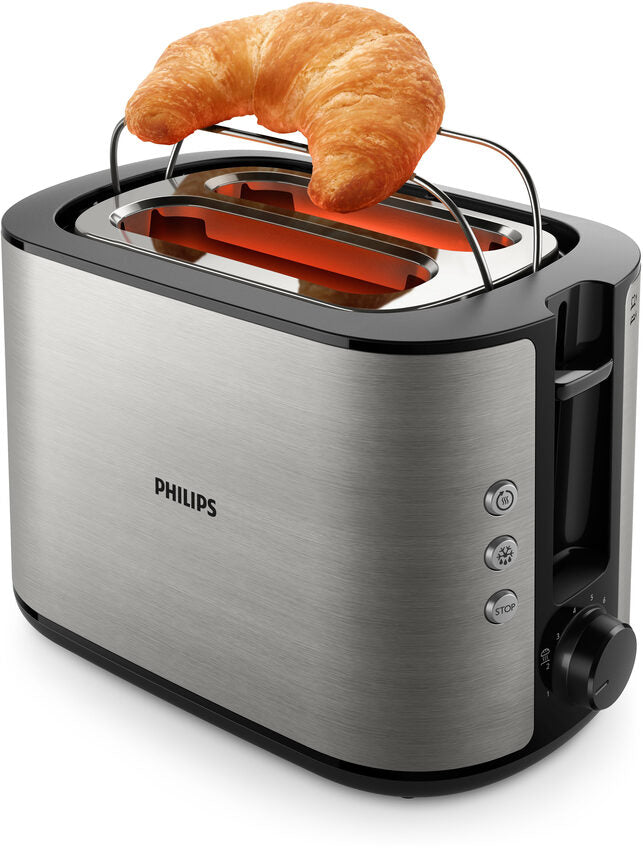 Philips Viva Collection HD2650/90 Tostapane - 2 fette, fessura ampia, metallo