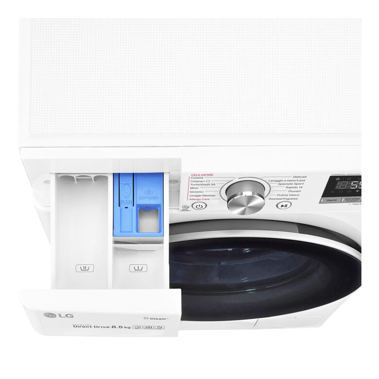 LG F2WV7S8P1 Lavatrice Slim Intelligente AIDD 8.5kg Vapore TurboWash 1400 Giri/min Carica frontale Classe A+++-30%