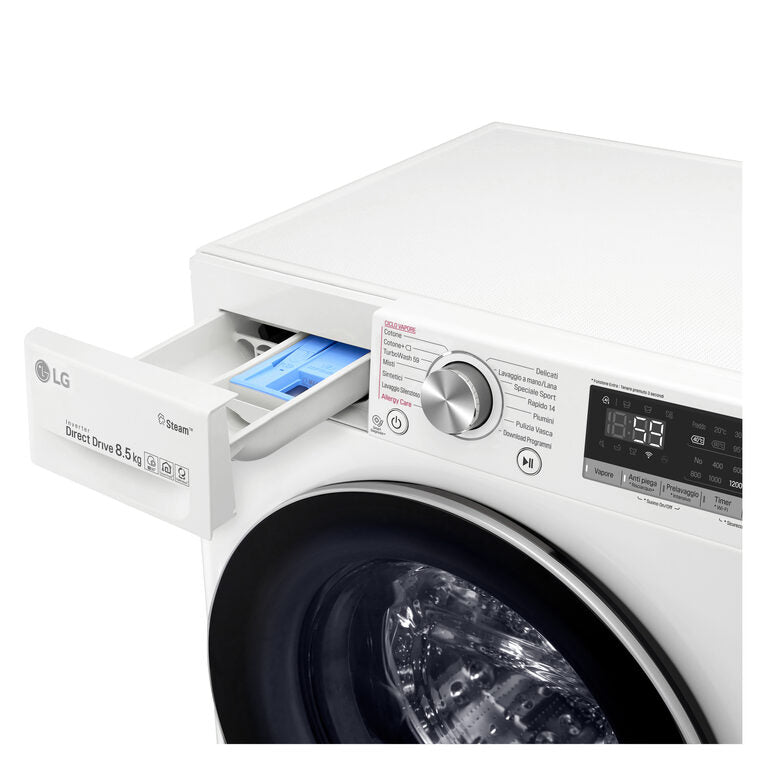 LG F2WV7S8P1 Lavatrice Slim Intelligente AIDD 8.5kg Vapore TurboWash 1400 Giri/min Carica frontale Classe A+++-30%