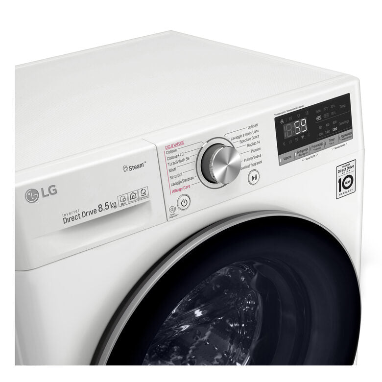 LG F2WV7S8P1 Lavatrice Slim Intelligente AIDD 8.5kg Vapore TurboWash 1400 Giri/min Carica frontale Classe A+++-30%