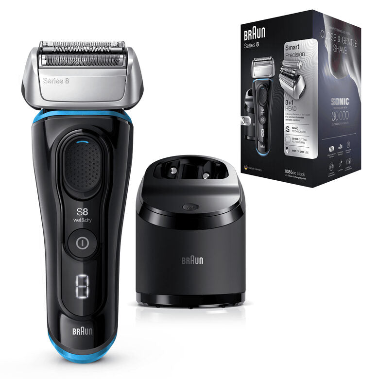 Braun Series 8 8365cc Rasoio Barba Elettrico, Stazione Di Pulizia Clean&Charge, Nero