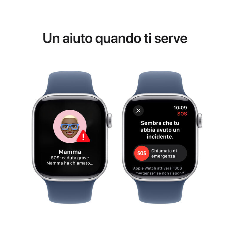 Apple Watch Series 10 Serie 10 GPS + Cellular 42mm Cassa in Alluminio Color Argento con Denim Sport Band - S/M