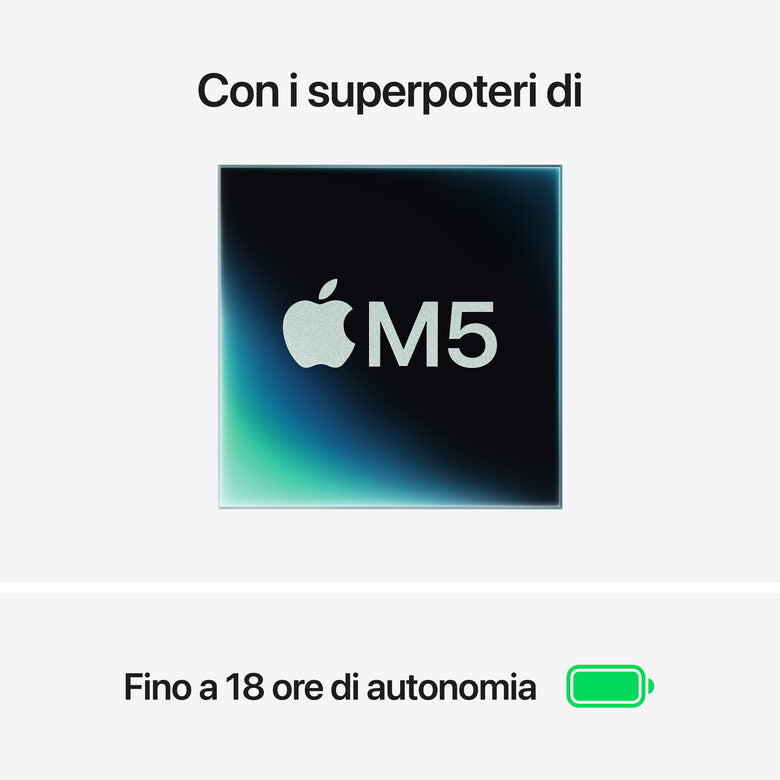 Apple MacBook Air 15" M5 chip 10‑core CPU 10‑core GPU, 16GB, 1TB SSD - Argento