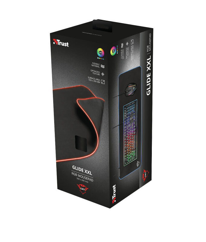 Trust GXT 764 Glide-Flex XXL RGB Tappetino per mouse per gioco da computer Nero