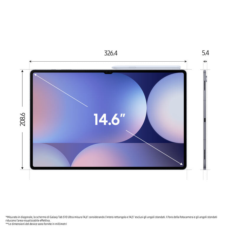 Samsung Galaxy Tab S10 Ultra, Tablet AI, Display 14.6" Dynamic AMOLED 2X, Wi-Fi, RAM 12GB, 256GB, 11.200 mAh, Android 14, IP68, Gray, [Versione italiana] 2024
