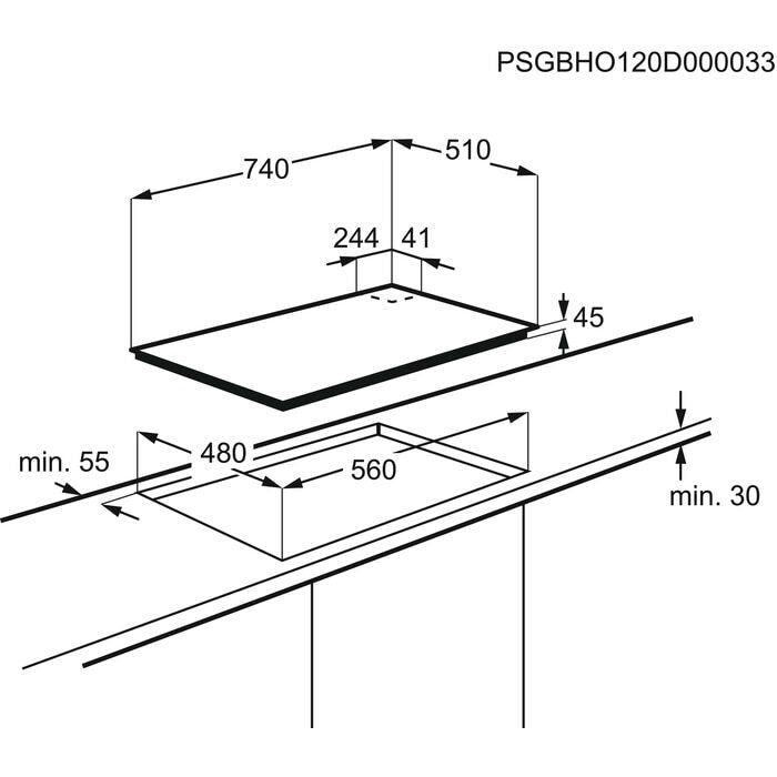 AEG HKB75440NB Nero Da incasso 75 cm Gas 5 Fornello(i)