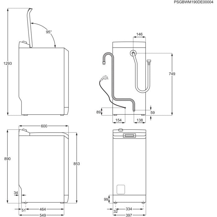 Electrolux EW6T462I lavatrice Caricamento dall'alto 6 kg 1200 Giri/min E Bianco
