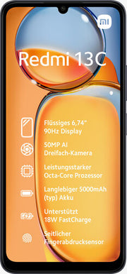 Xiaomi Redmi 13C 17,1 cm (6.74") Doppia SIM 4G USB tipo-C 8 GB 256 GB 5000 mAh Nero