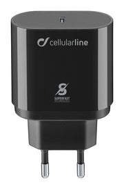 Cellularline USB-C Super Fast Charger PD 25W - Samsung A70, A80, A90, Note 10, Note 10+ Caricabatterie da rete USB-C Super Fast Charge PD 25W Nero