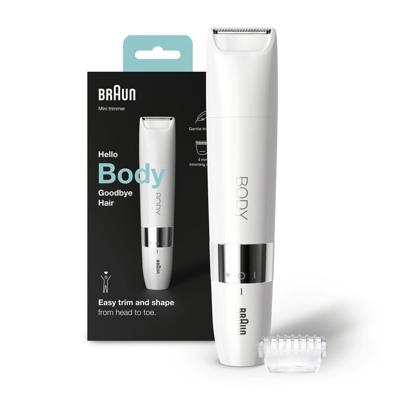 Braun Mini Rifinitore Corpo BS1000, Rifinitore Elettrico Corpo Uomo E Donna, Bianco