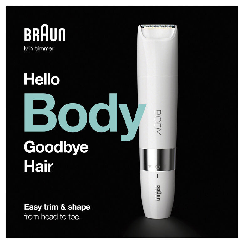 Braun Mini Rifinitore Corpo BS1000, Rifinitore Elettrico Corpo Uomo E Donna, Bianco