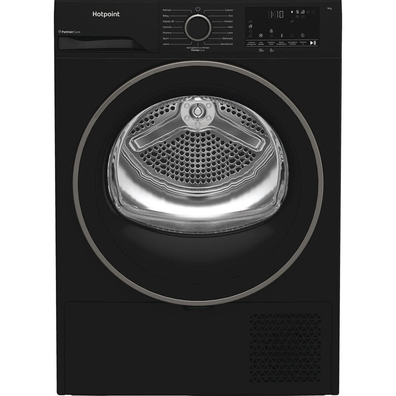 Hotpoint Ariston HPT 94D BBS IT, Capacità 9kg, classe C, colore Black,EasyIron, PetHair Removal | Profondità mobile 60cm