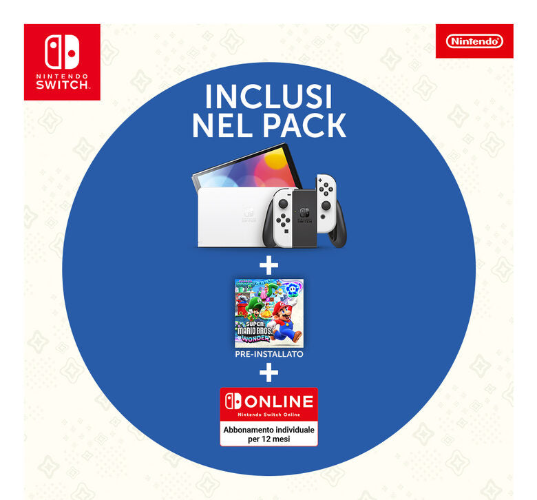 Nintendo console da gioco portatile 17,8 cm (7") 64 GB Touch screen Wi-Fi Nero, Bianco