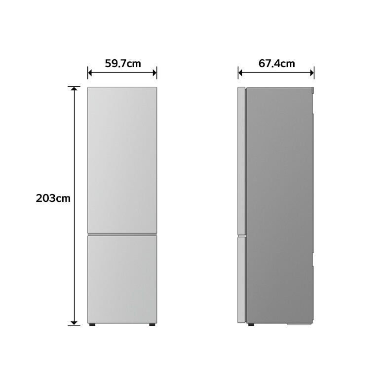 LG GBBS322BPY Frigorifero combinato Fit & Max 60cm, Classe B, 375L, AI Inverter, Prime Silver