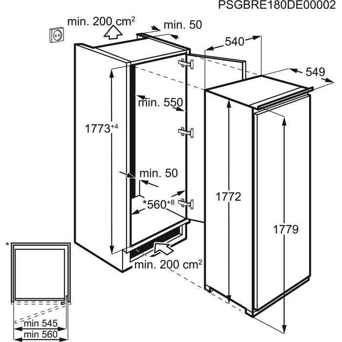 AEG ABE818F6NS congelatore Verticale Da incasso 204 L F Bianco
