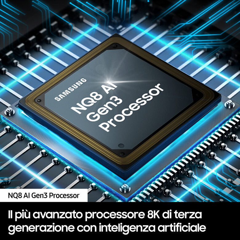 Samsung QE75QN900DTXZT Televisione Smart TV 75 Pollici Qled 8K Neo Graphite Black  NQ8 AI GEN3 Processor 8K AI Upscaling Pro Infinity Air Design Dolby Atmos