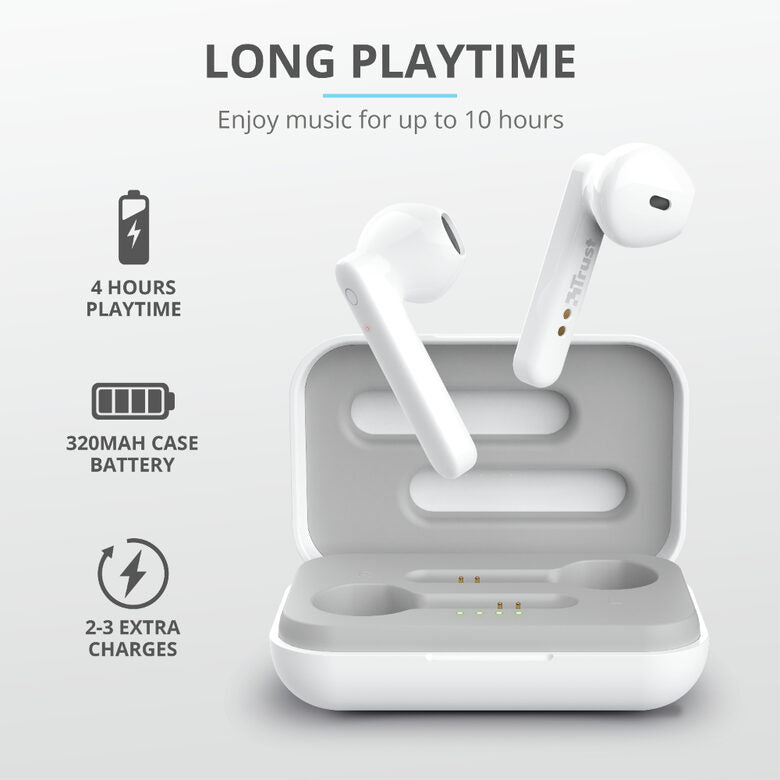 Trust Primo Auricolare Wireless In-ear Musica e Chiamate Bluetooth Bianco