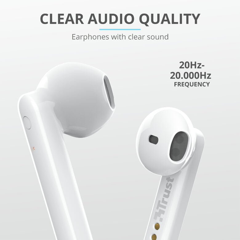 Trust Primo Auricolare Wireless In-ear Musica e Chiamate Bluetooth Bianco