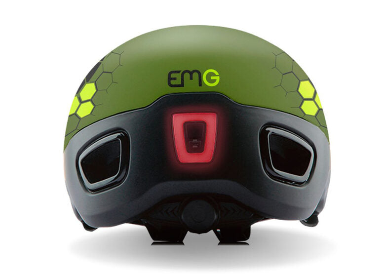 EMG Casco powered by GIVI, con luce led posteriore omologato per bicicletta e monopattino elettrico