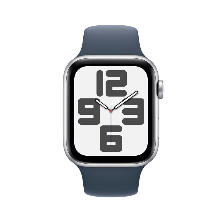 Apple Watch SE GPS + Cellular Cassa 44mm in Alluminio Argento con Cinturino Sport Blu Tempesta - M/L