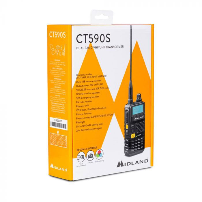 Midland CT590 S ricetrasmittente 128 canali VHF 114 - 146/ UHF 430 - 440 Nero