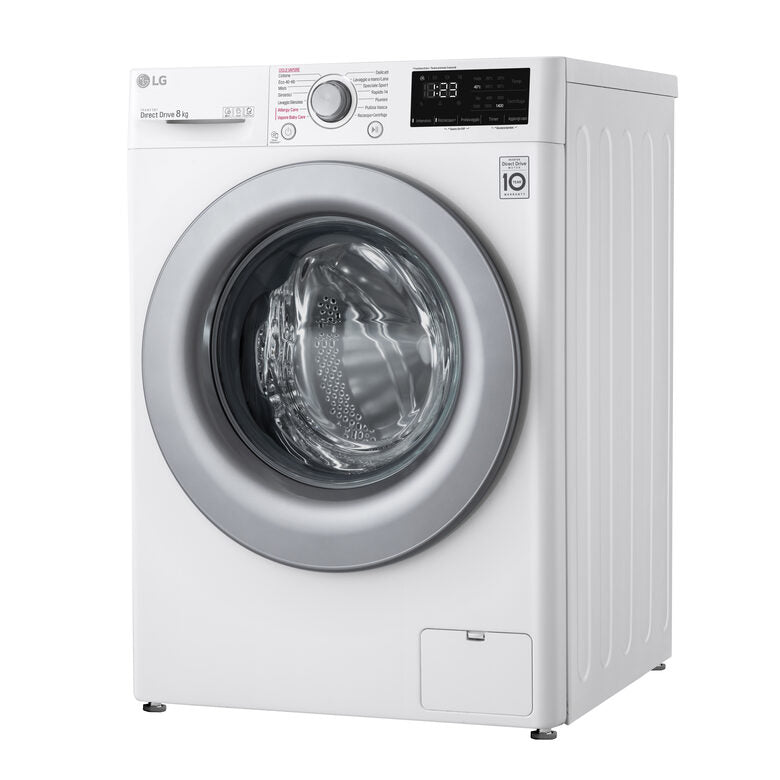 LG F2WV3S7S4E  Serie V3 Lavatrice Slim A Libera Installazione 7 Kg, 1200 Giri, AI DD™, Lavaggio A Vapore, Inverter Direct Drive, Classe D, Bianco