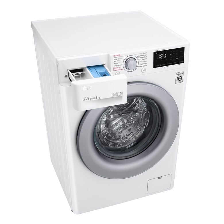 LG F2WV3S7S4E  Serie V3 Lavatrice Slim A Libera Installazione 7 Kg, 1200 Giri, AI DD™, Lavaggio A Vapore, Inverter Direct Drive, Classe D, Bianco