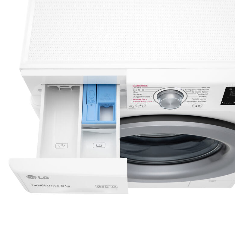LG F2WV3S7S4E  Serie V3 Lavatrice Slim A Libera Installazione 7 Kg, 1200 Giri, AI DD™, Lavaggio A Vapore, Inverter Direct Drive, Classe D, Bianco