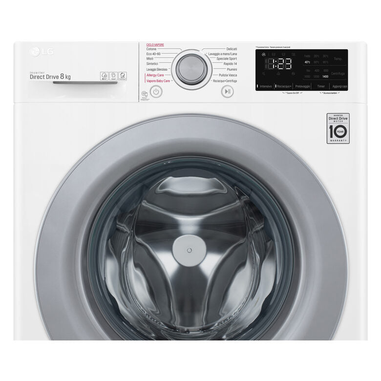 LG F2WV3S7S4E  Serie V3 Lavatrice Slim A Libera Installazione 7 Kg, 1200 Giri, AI DD™, Lavaggio A Vapore, Inverter Direct Drive, Classe D, Bianco
