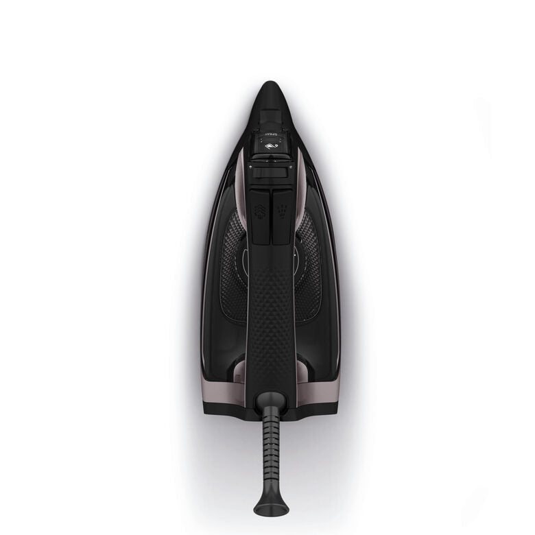 Rowenta DW4345 Express Steam, Ferro da Stiro a Vapore, Piastra in Acciaio Inox con Tecnologia Microsteam, Sistema Anticalcare Integrato, Colpo vapore 200 g/min, Potenza 2600 Watt, Nero e Ros