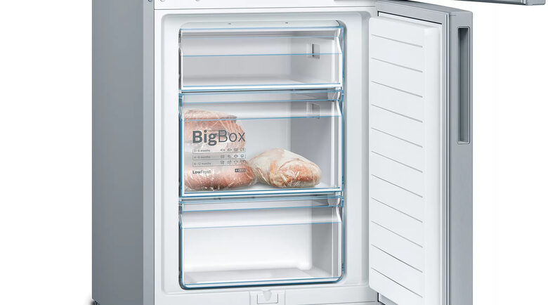 Bosch Serie 4 KGV39VLEAS frigorifero con congelatore Libera installazione 343 L E Acciaio inossidabile