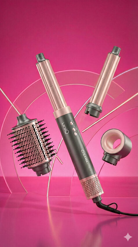 GA.MA Multistyler Uniq Flow con 4 accessori intercambiabili. Asciugacapelli, spazzola ovale e 2 coanda arricciacapelli