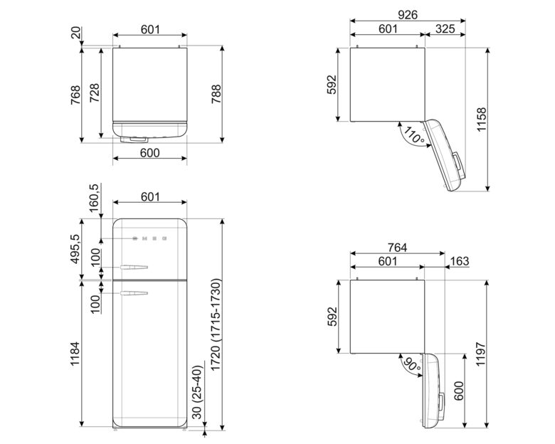 Smeg FAB30LPG5 frigorifero con congelatore Libera installazione 294 L D Verde