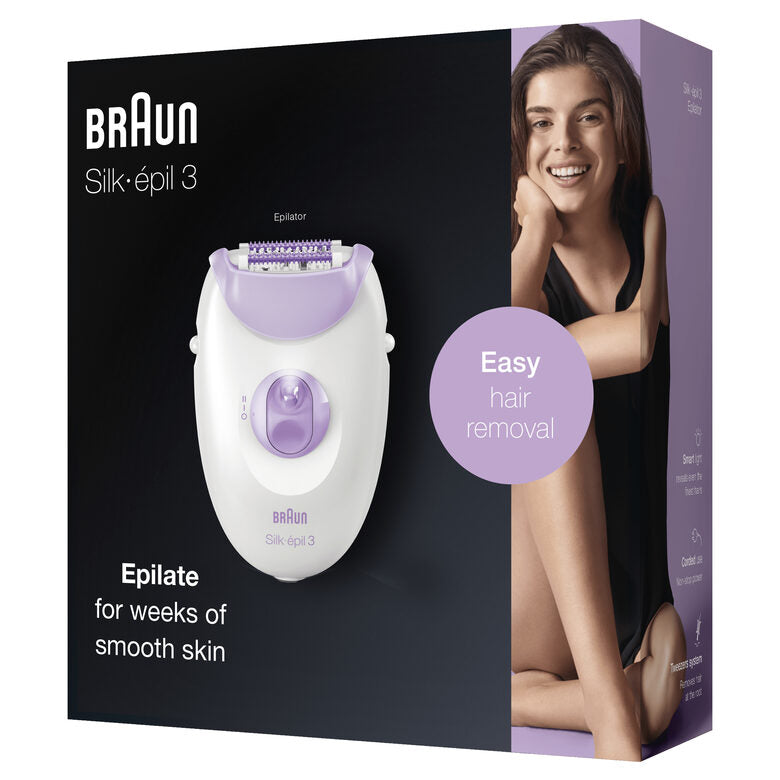 Braun Silk-épil 3 -170, Epilatore Donna Per La Rimozione Duratura Dei Peli - Bianco/Viola