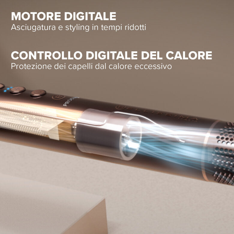 Bellissima Imetec Prodigy 11956 Styler Digitale ad Aria Calda 1200 W con 6 Accessori, Tecnologia Coanda e Ion Ceramic Hi-Pro