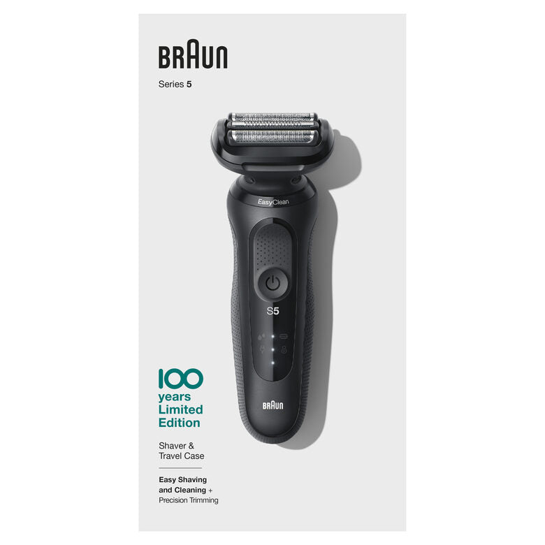 Braun Series 5 Rasoio Elettrico, Design Edition Con Custodia Da Viaggio - Nero