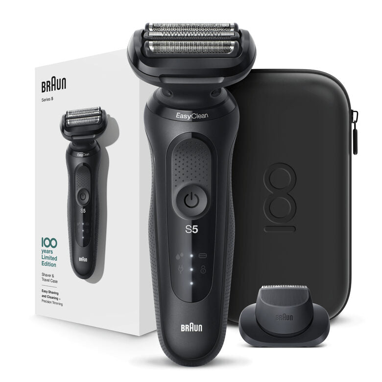 Braun Series 5 Rasoio Elettrico, Design Edition Con Custodia Da Viaggio - Nero