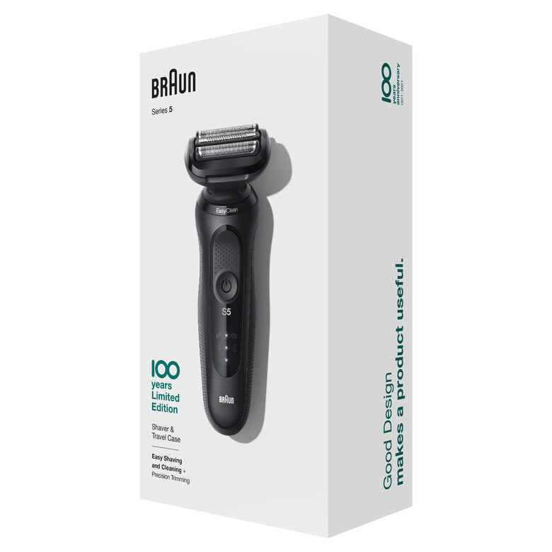 Braun Series 5 Rasoio Elettrico, Design Edition Con Custodia Da Viaggio - Nero
