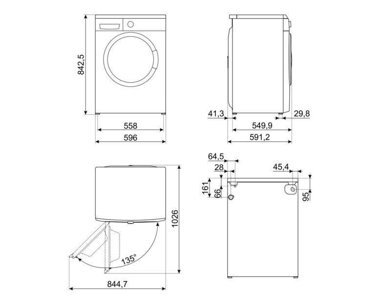 Smeg LB1T80IT Lavatrice A Libera Installazione 8 Kg, 1000 Giri, 15 Programmi, Soft Touch Control, Classe D, Bianco