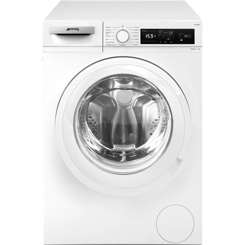 Smeg LB1T80IT Lavatrice A Libera Installazione 8 Kg, 1000 Giri, 15 Programmi, Soft Touch Control, Classe D, Bianco