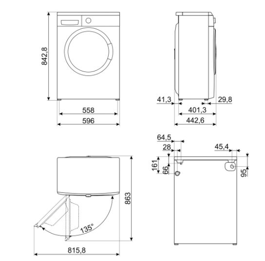 Smeg LBW50CIT lavatrice Caricamento frontale 5 kg 1000 Giri/min Bianco