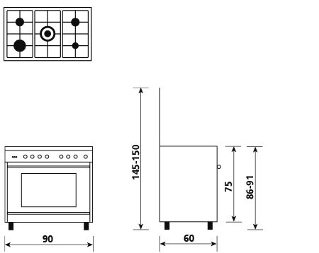 Glem Gas ST965MRS cucina Elettrico Rosso, Acciaio inox