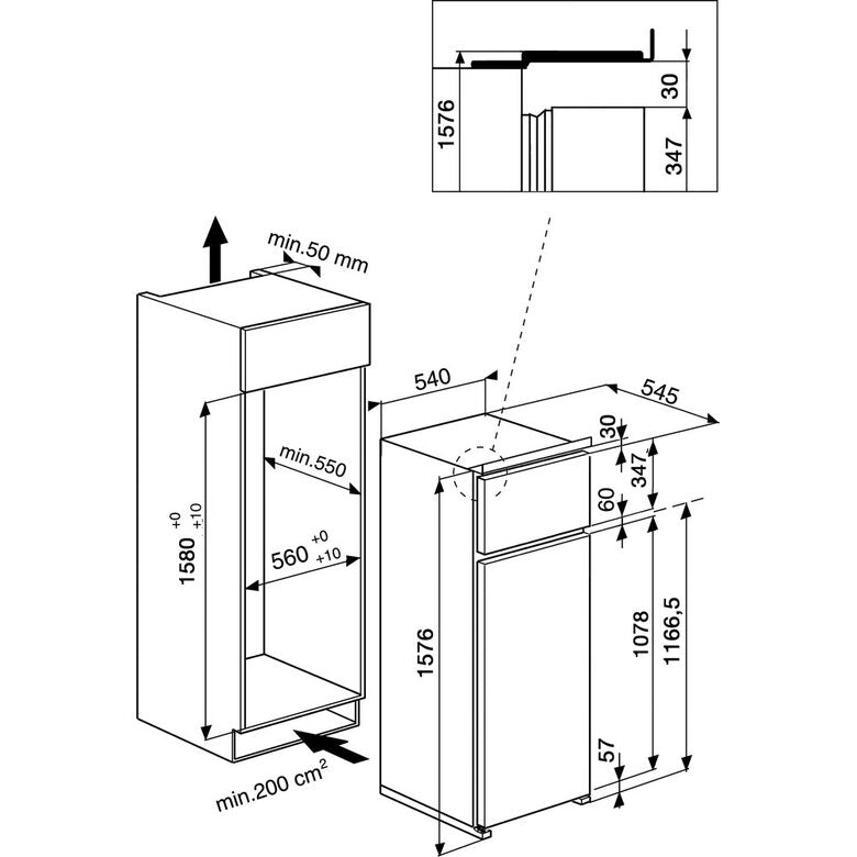 Indesit T 16 A1 D/I 1 frigorifero con congelatore Da incasso 239 L F Acciaio inossidabile