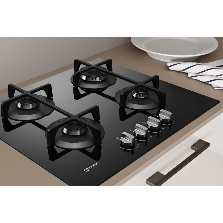 Indesit ING 61T/BK Nero Da incasso 59 cm Gas 4 Fornello(i)