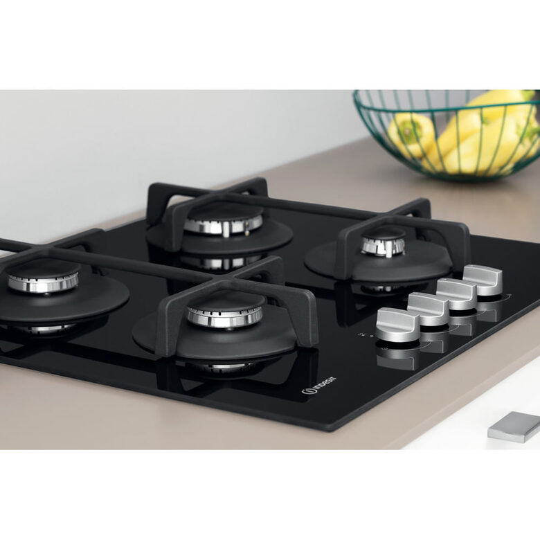Indesit ING 61T/BK Nero Da incasso 59 cm Gas 4 Fornello(i)