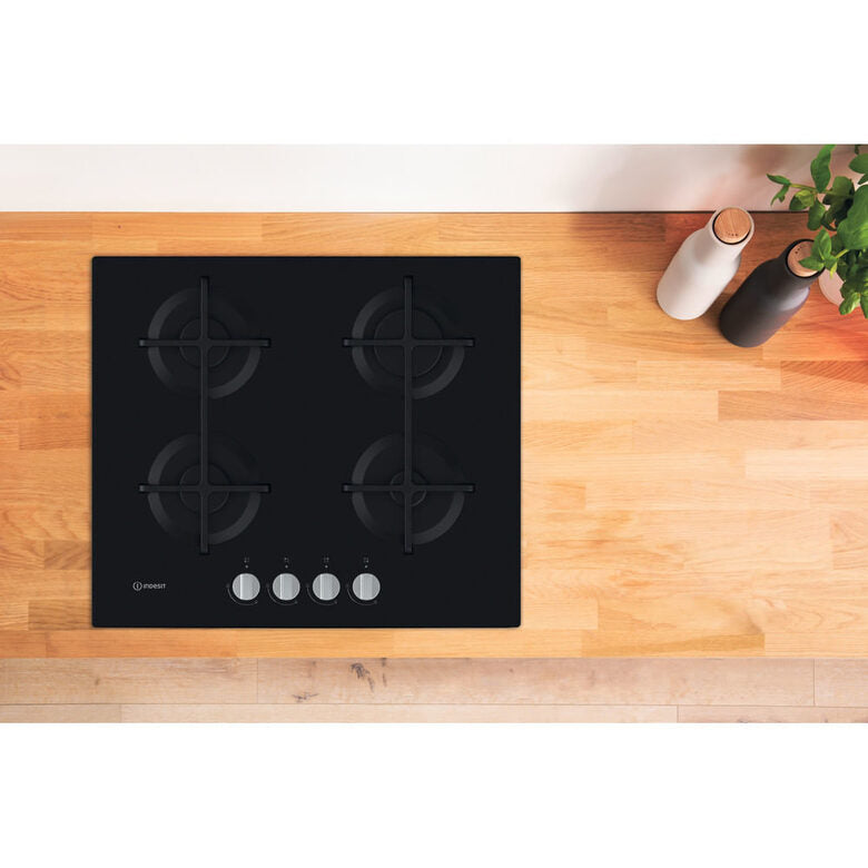 Indesit ING 61T/BK Nero Da incasso 59 cm Gas 4 Fornello(i)